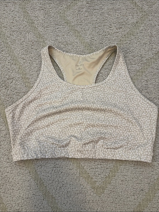 ZELOS Other - Zelos XL Beige White Print Racerback Sports Bra Medium Support Activewear